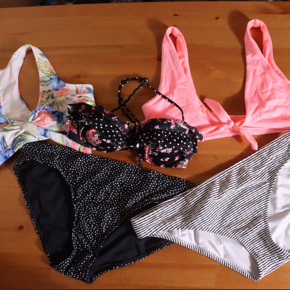 5 Piece Bikini Swimsuit Bundle Victoria's Secret Shade Shore No Boundaries M L
